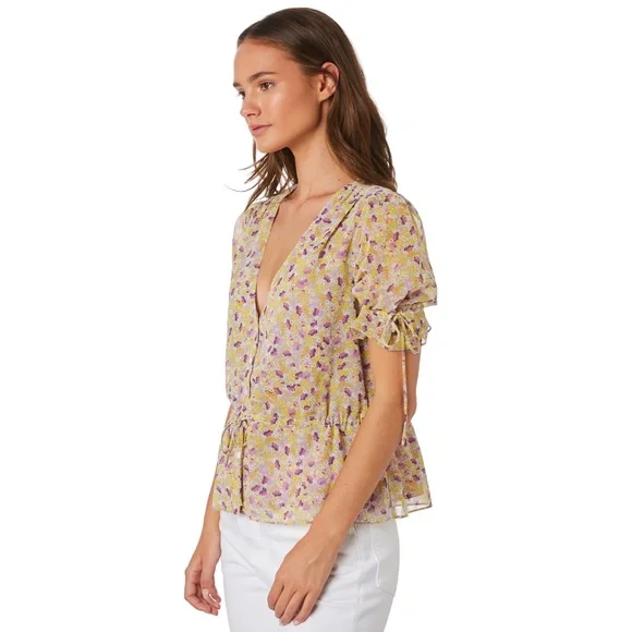 ✨NWT✨ THE EAST ORDER Arlo Floral Short Sleeve Top in Purple Rain Sz S - Picture 5 of 11